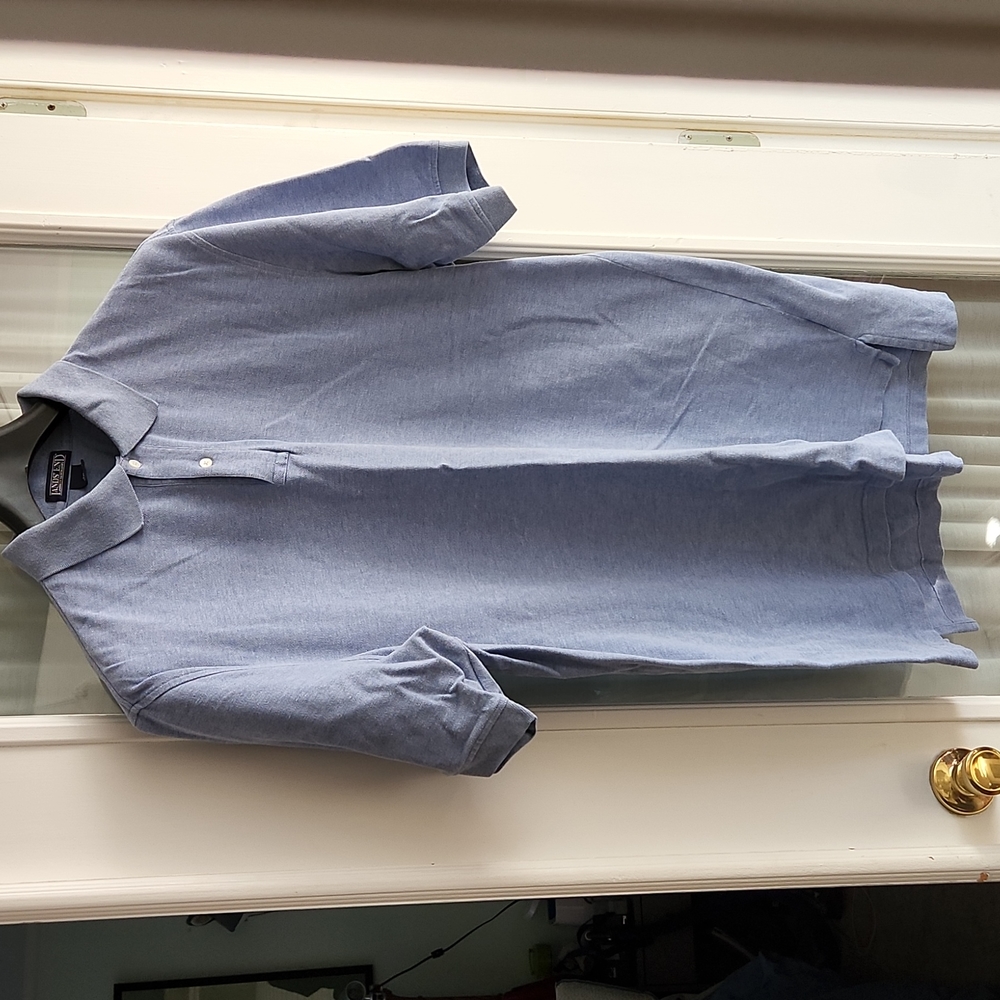 Lands' End men's tall 2XL heathered blue pique polo